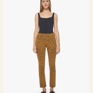 MOTHER Hit the Spot Leopard Print Straight Leg cropped jeans the mid rise rider